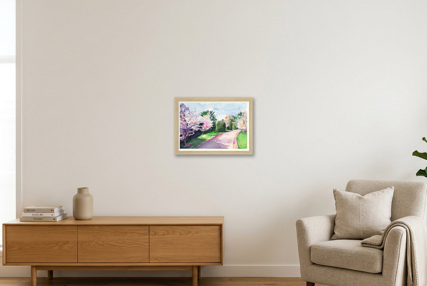 Behind the Palmhouse in Kew — A4 (30×21cm, 12×8") Oak Frame