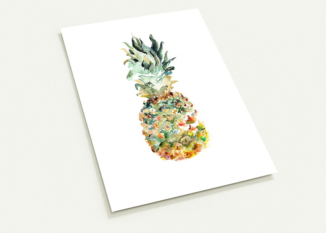 Pineapple in White (Greeting card)