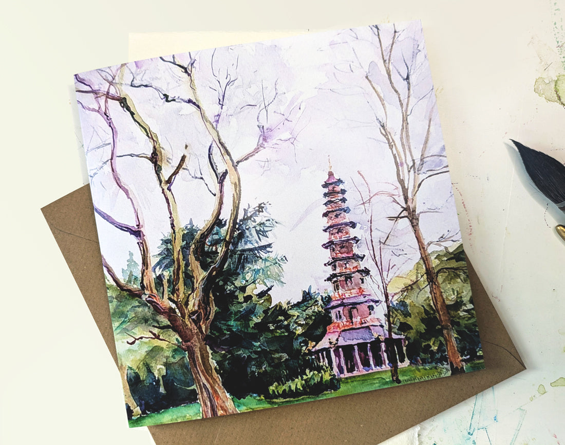 Stormy Great Pagoda in Kew 150mm x 150mm