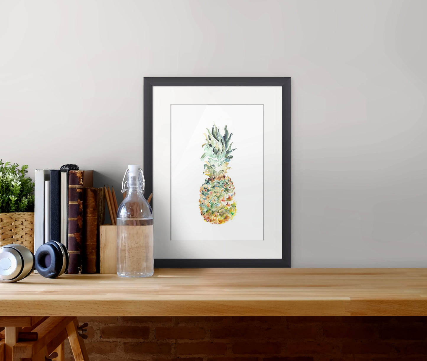 Pineapple in White Background (Giclée Fine Art Print)