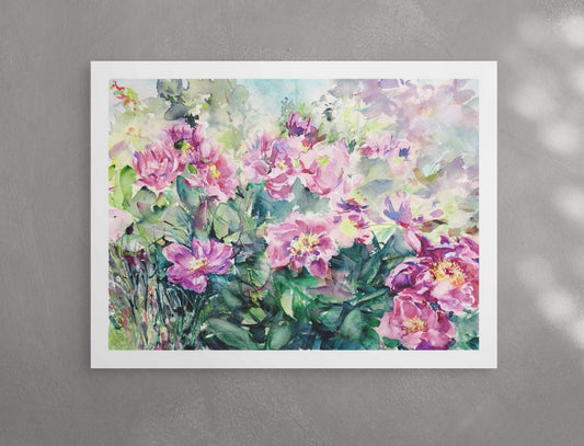 Peonies Flower Bed II (Giclée Fine Art Print)